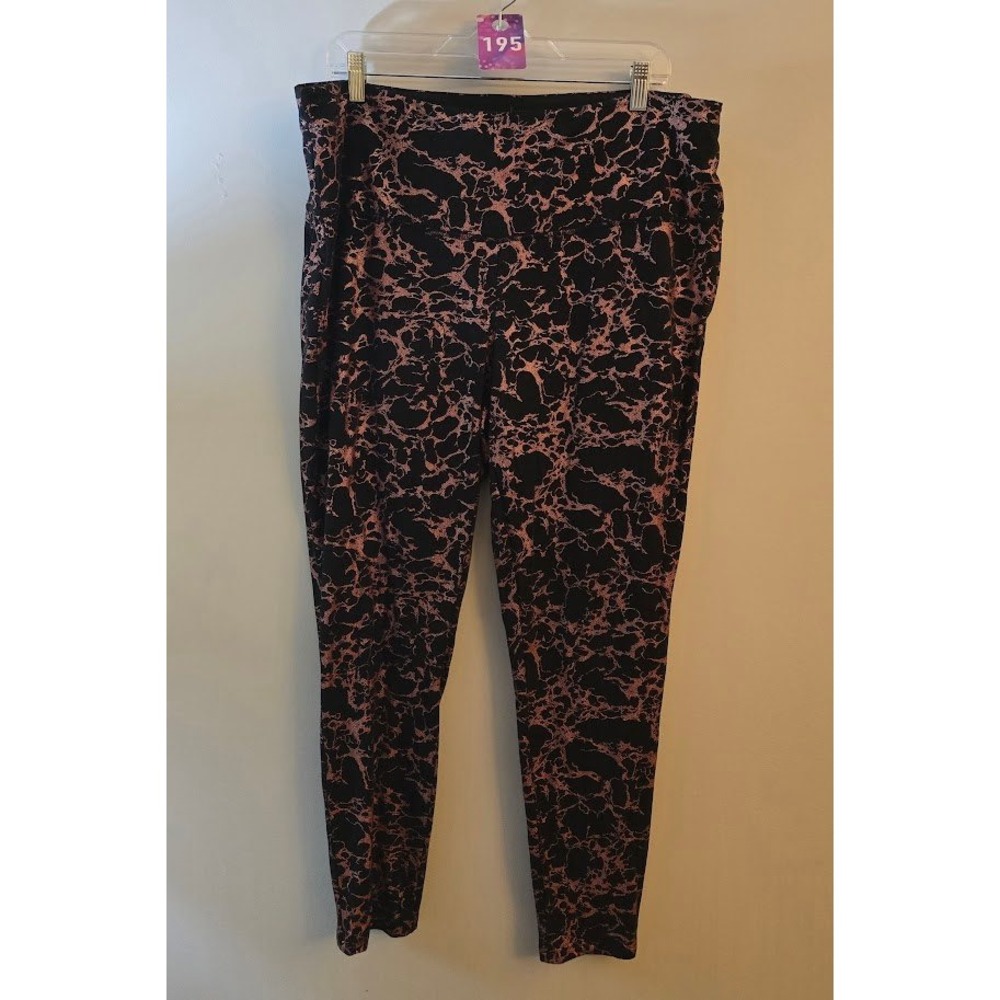 Chico's Zenergy Womens Leggings Black Pink Marble Print Athleisure 3 (16/18)